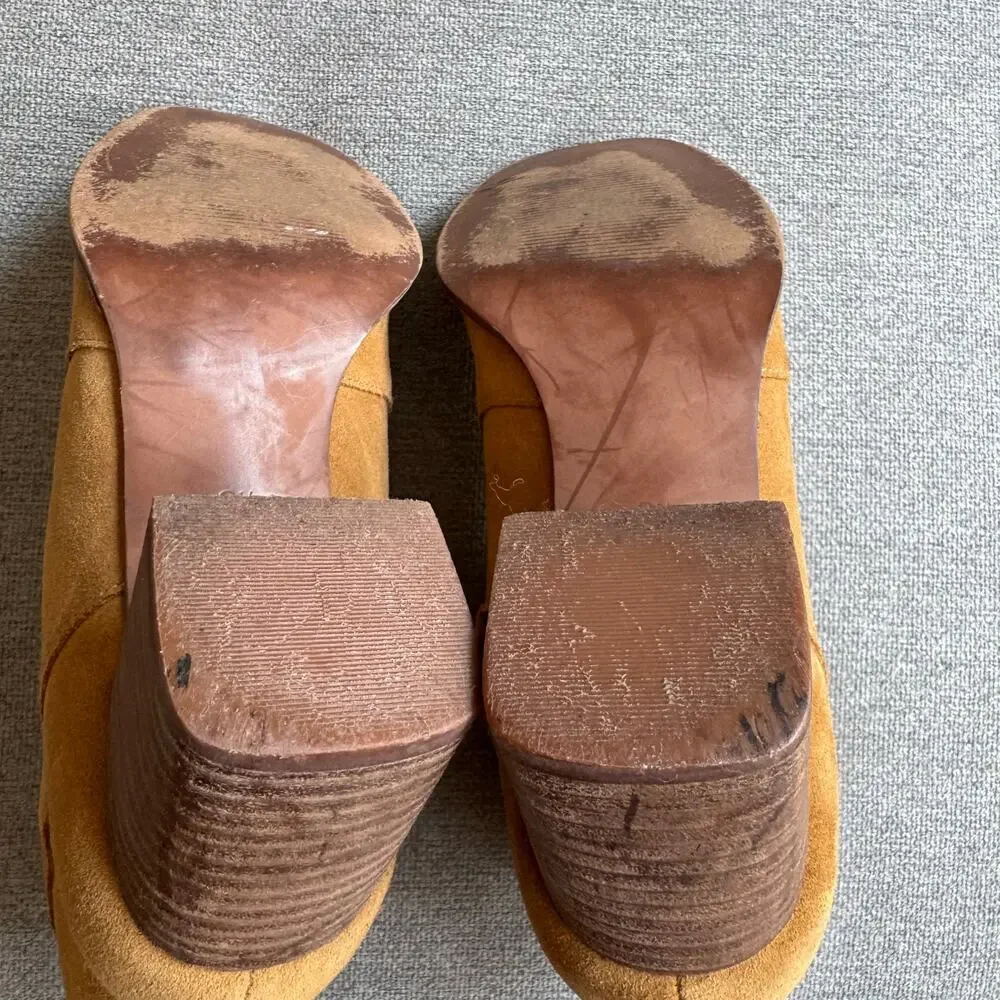 Madewell Chelsea Boot Lather Brown Tan Suede Block Heel Women’s Sz 8.5 - Picture 8 of 12